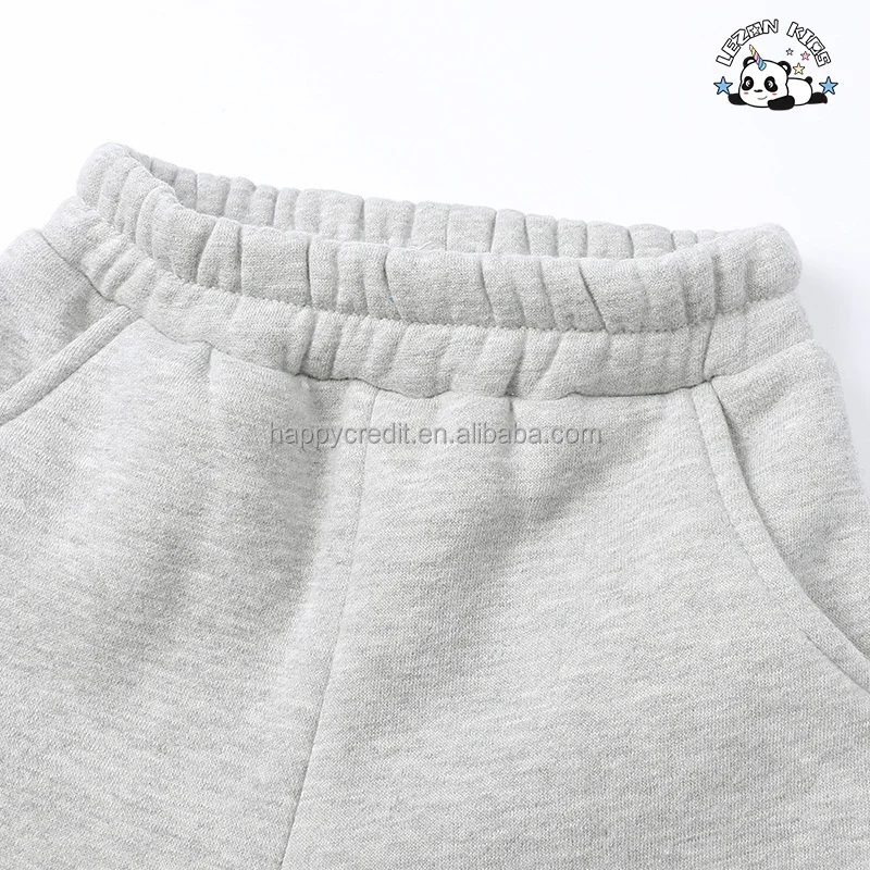 LEZONKIDS - Atacado Casual Luxo Personalizar logotipo Fleece Sweatsuit Shorts Conjunto de Roupas para Crianças Meninos e Meninas